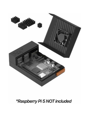 Caja ventilador ABS Argon Poly+ 5 para Raspberry Pi 5 Negro