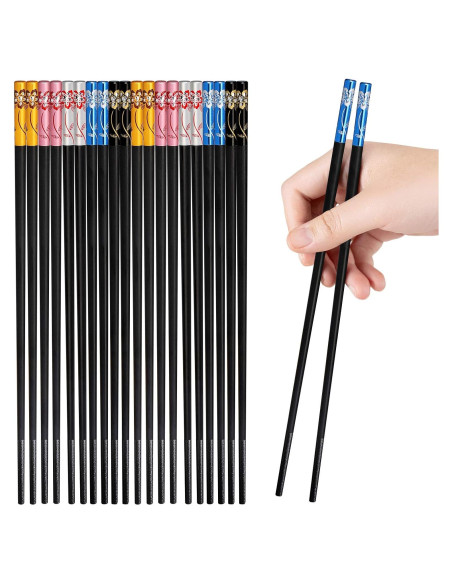 10 Pares de Palillos Reutilizables GADIEDIE 24.1 cm Coloridos