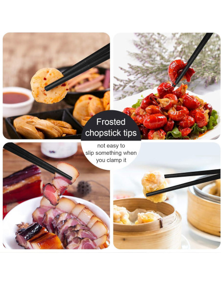 10 Pares de Palillos Reutilizables GADIEDIE 24.1 cm Coloridos