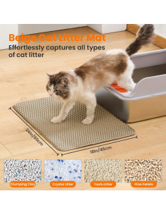 Alfombra para Arena de Gato Petinstinct 61x46 cm Beige Antideslizante 2