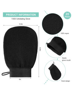 20 Guantes Exfoliantes FoldTier de Fibra Viscosa Negro 14x22cm 2