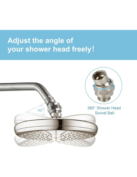 Adaptador de bola giratoria para ducha OFFO níquel cepillado