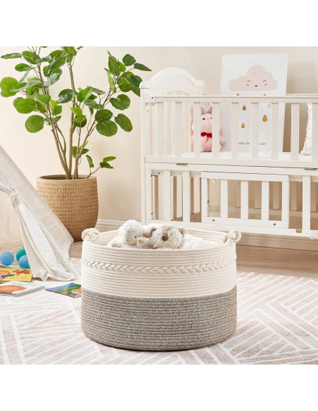 Cesta de Almacenamiento KAKAMAY 58L Algodón Beige 50.8cm Cesta de Almacenamiento KAKAMAY 58L Algodón Beige 50.8cm