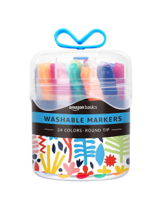 Marcadores Lavables Amazon Basics 24 Colores Punta Redonda
