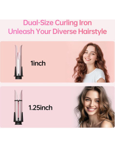 Rizador Automático Hahahope 2 en 1 Rosa - 25mm y 32mm 2