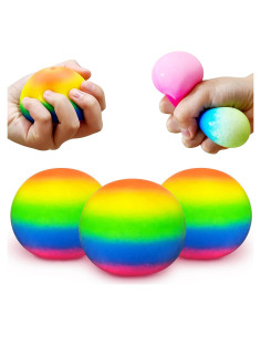 Juego de 3 Pelotas Antiestrés Arcoíris JIAHO 2.4" para Niños y Adultos