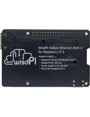 Placa de Expansión PoE+ 5GbE WISDPI para Raspberry Pi 5