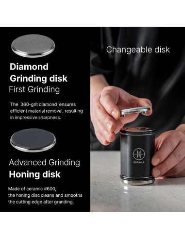 Afilador de Cuchillos HADANA Edición Negra - Kit 2 Piedras Diamante y Cerámica