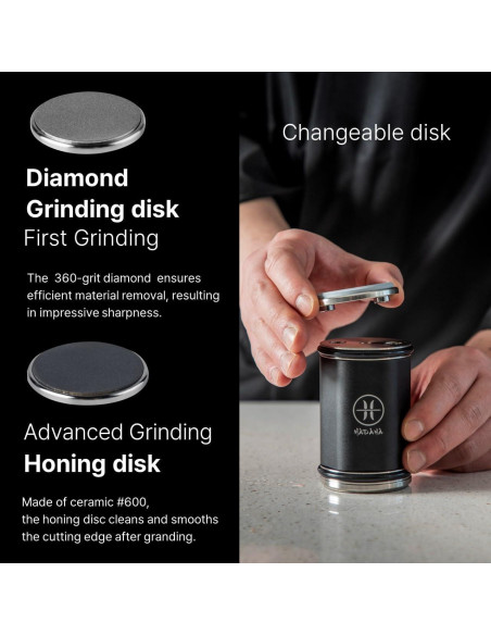 Afilador de Cuchillos HADANA Edición Negra - Kit 2 Piedras Diamante y Cerámica