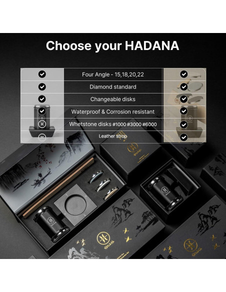 Afilador de Cuchillos HADANA Edición Negra - Kit 2 Piedras Diamante y Cerámica
