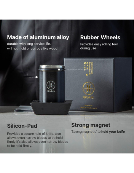 Afilador de Cuchillos HADANA Edición Negra - Kit 2 Piedras Diamante y Cerámica