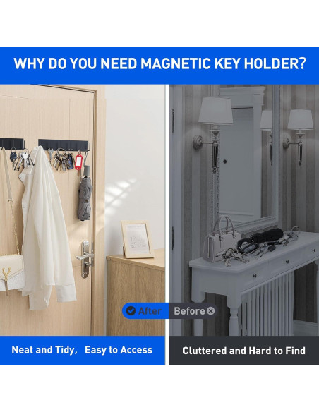 Soporte Magnético para Llaves Laowu 2 Piezas 6 Ganchos