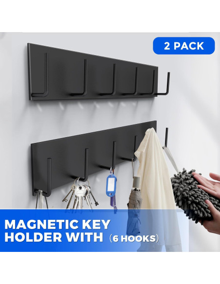 Soporte Magnético para Llaves Laowu 2 Piezas 6 Ganchos