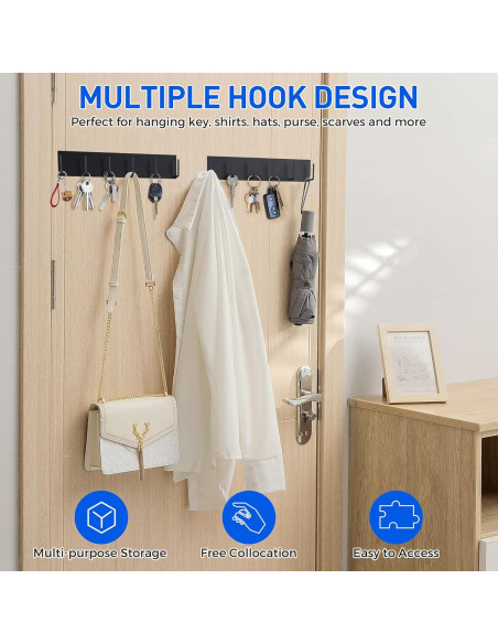 Soporte Magnético para Llaves Laowu 2 Piezas 6 Ganchos