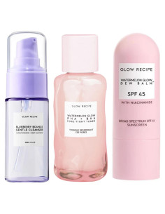 Kit de Limpieza Matutina Glow Recipe - Limpiador 30ml, Tónico 40ml, Balsamo Solar SPF 45