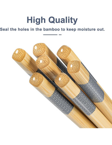 10 Pares Palillos de Bambú Reutilizables LOROTOCO 24 cm Antideslizantes