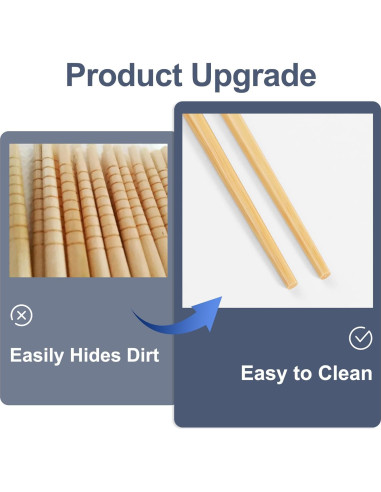 10 Pares Palillos de Bambú Reutilizables LOROTOCO 24 cm Antideslizantes