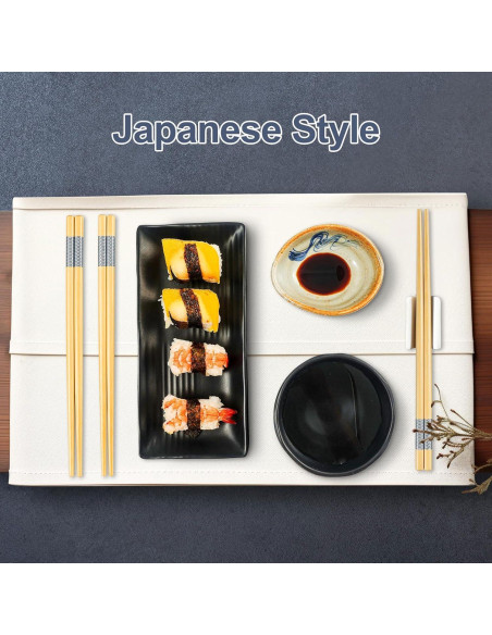 10 Pares Palillos de Bambú Reutilizables LOROTOCO 24 cm Antideslizantes