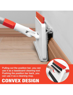 Mop de Limpieza de Zócalos JEHONN 142 cm con Cepillo y Almohadillas 2