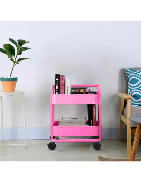 Carro de Almacenamiento Rodante Melody House 2 Niveles Rosa