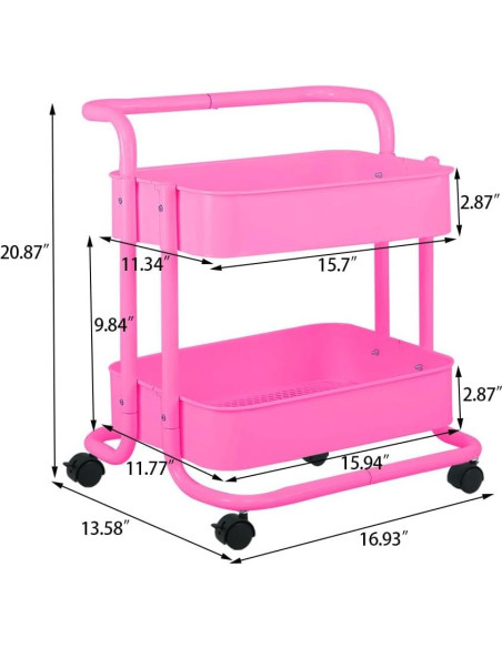 Carro de Almacenamiento Rodante Melody House 2 Niveles Rosa