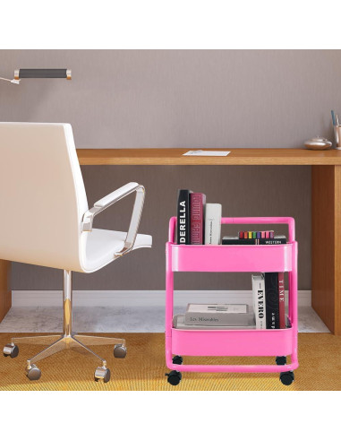 Carro de Almacenamiento Rodante Melody House 2 Niveles Rosa