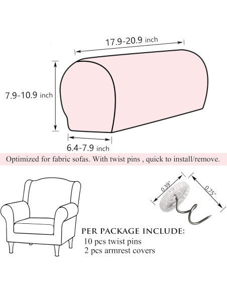 Cubiertas de Silla de Sofá PBIEHSR Juego de 2 Negras