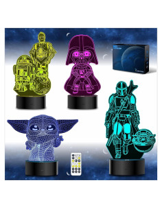 Luz Nocturna 3D Star Wars MOSSOM - 4 Patrones LED con Control Remoto