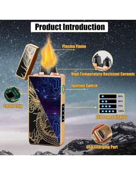 Encendedor Eléctrico Recargable RSBYE Dragón USB 100g