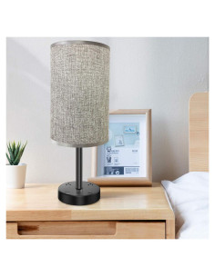 Lámpara de Mesa USB Yostyle Negra con Control Táctil y 3 Puertos