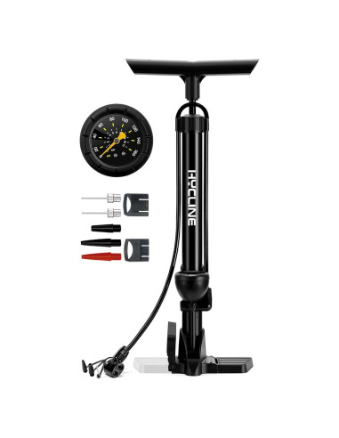 Bomba de Pie Hycline 160 PSI con Manómetro - Inflador Bicicleta