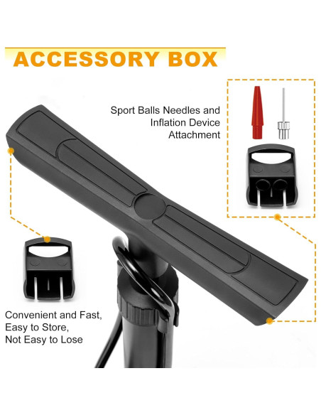 Bomba de Pie Hycline 160 PSI con Manómetro - Inflador Bicicleta