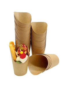 50 Tazas de Papel Kraft Desechables Kingzhuo para Aperitivos