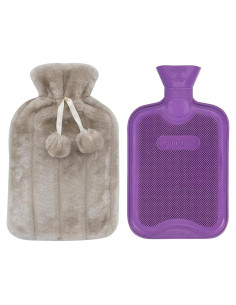 Botella de Agua Caliente HomeTop 2L con Funda de Piel Sintética Beige