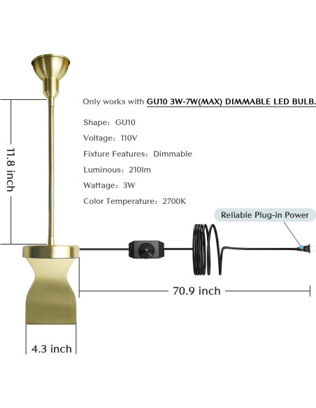 Lámpara de Lectura LED Regulable SUNLITBRANDS Dorada