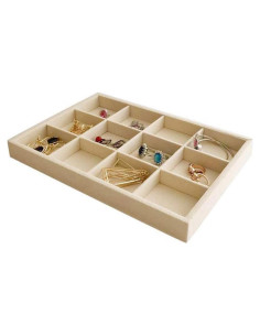 Bandeja de Joyería Svea Display de Terciopelo Beige 12 Rejillas
