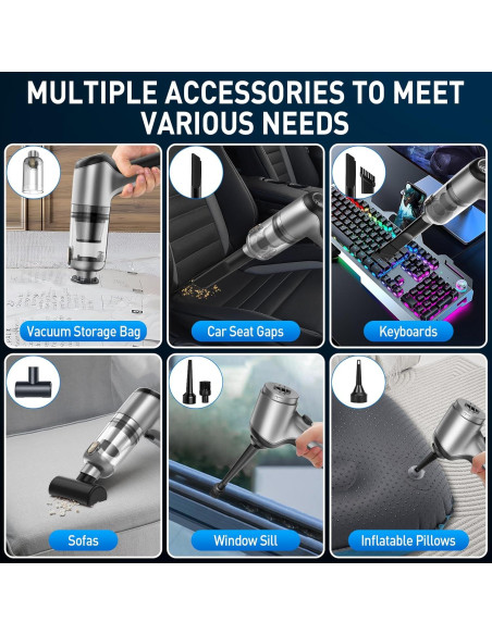 Aspiradora de Coche Inalámbrica Lovyi 16000Pa 3 en 1 Portátil