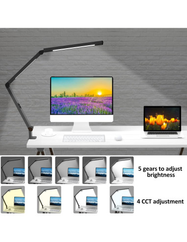 Lámpara de Escritorio LED Micomlan con Abrazadera y Luz Doble