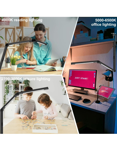Lámpara de Escritorio LED Micomlan con Abrazadera y Luz Doble