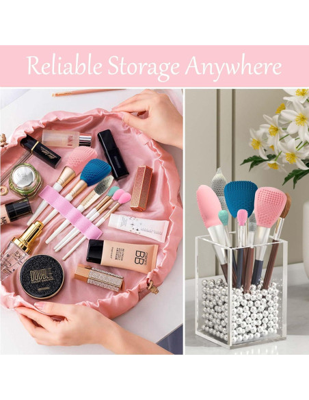 Soporte de Brochas de Maquillaje Vidsel 3 Grandes + 5 Pequeñas Azul