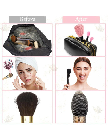 Soporte de Brochas de Maquillaje Vidsel 3 Grandes + 5 Pequeñas Azul