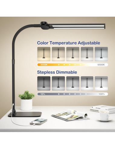 Lámpara de Escritorio Kary KX02D 24W USB Control Remoto 5 Modos