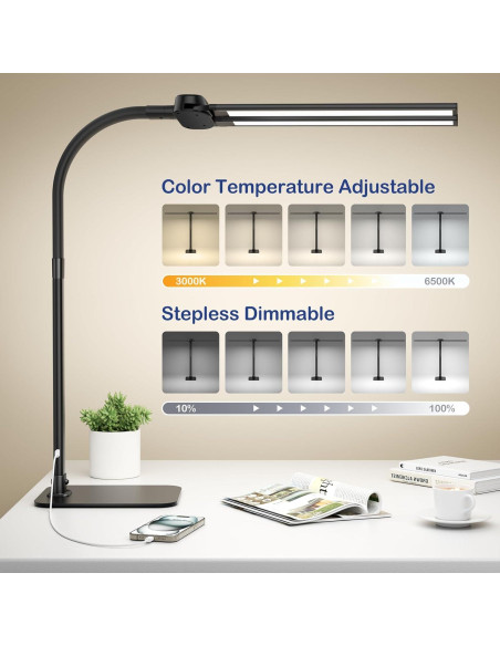 Lámpara de Escritorio Kary KX02D 24W USB Control Remoto 5 Modos