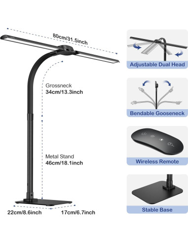 Lámpara de Escritorio Kary KX02D 24W USB Control Remoto 5 Modos