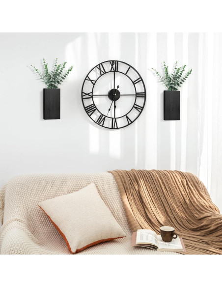 Maceta de Pared de Madera Dahey con Eucalipto Artificial 2 Piezas