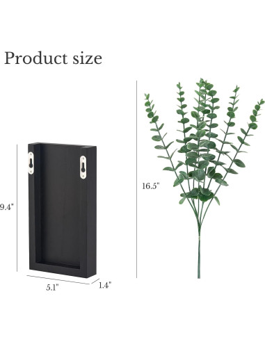 Maceta de Pared de Madera Dahey con Eucalipto Artificial 2 Piezas