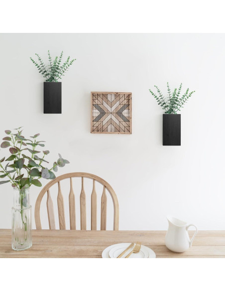 Maceta de Pared de Madera Dahey con Eucalipto Artificial 2 Piezas