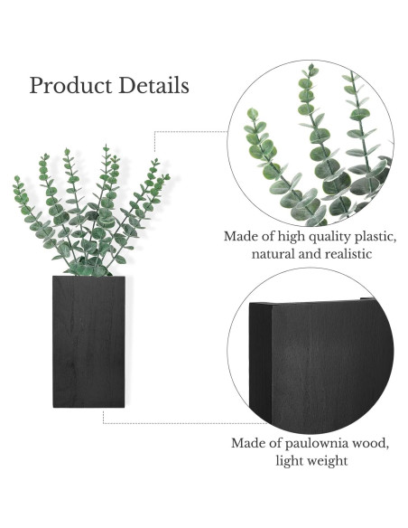 Maceta de Pared de Madera Dahey con Eucalipto Artificial 2 Piezas