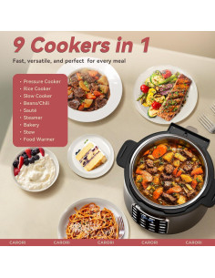 Olla de Presión Eléctrica Carori 6L 9-en-1 Acero Inoxidable 2