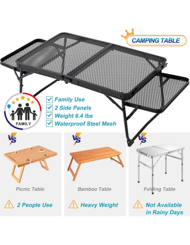Mesa de Camping Plegable SKIKEN 91.44 cm con 2 Estantes